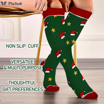 Plus Size Polka Dot Gingerbread Man Compression Socks