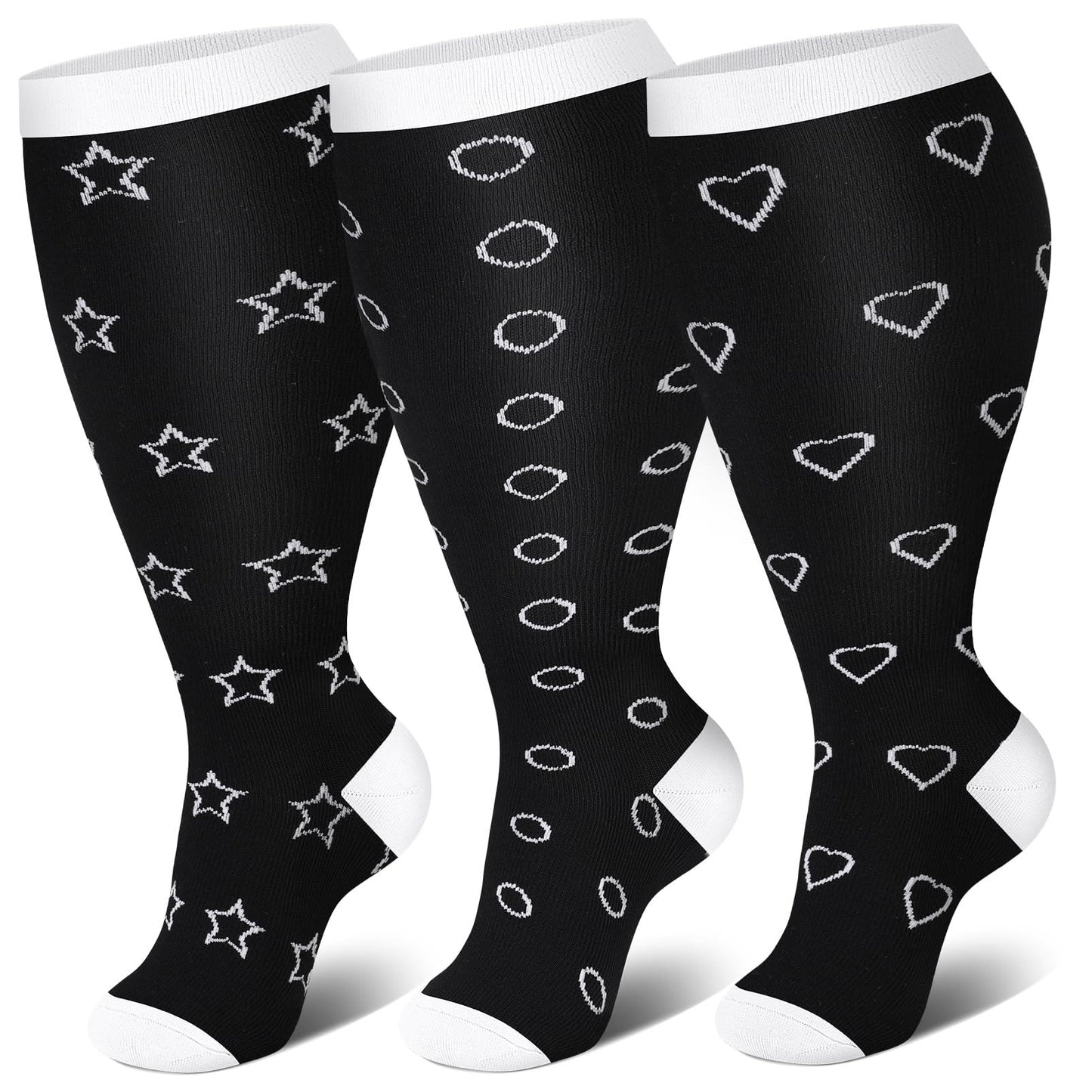 Plus Size Star Heart Compression Socks