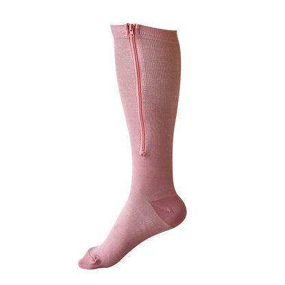 2XL-7XL Plus Size Solid Color Zipper Compression Socks(3 Pairs)