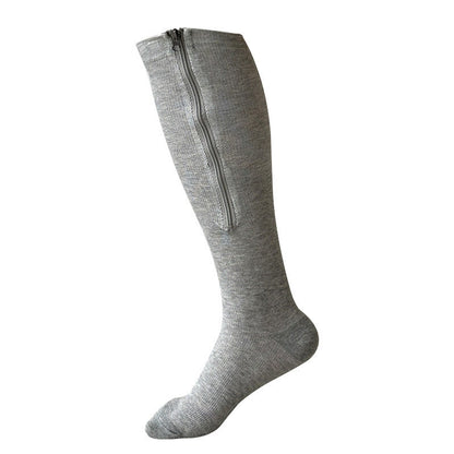 2XL-7XL Plus Size Solid Color Zipper Compression Socks