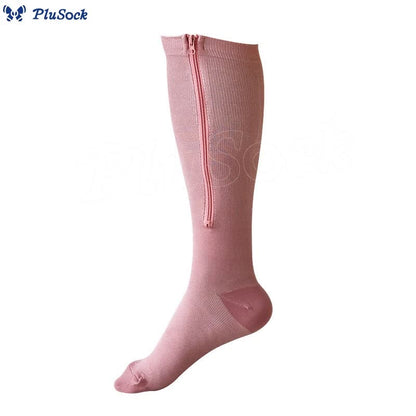 2XL-7XL Plus Size Solid Color Zipper Compression Socks