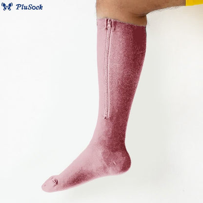 2XL-7XL Plus Size Solid Color Zipper Compression Socks