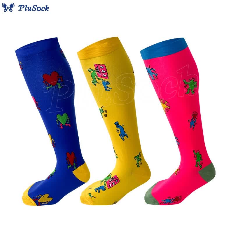 2XL-7XL Plus Size Funny Pattern Compression Socks