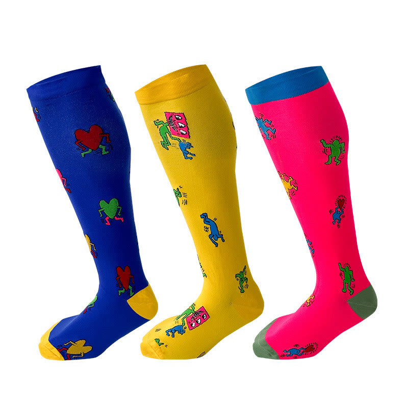 2XL-7XL Plus Size Funny Pattern Compression Socks