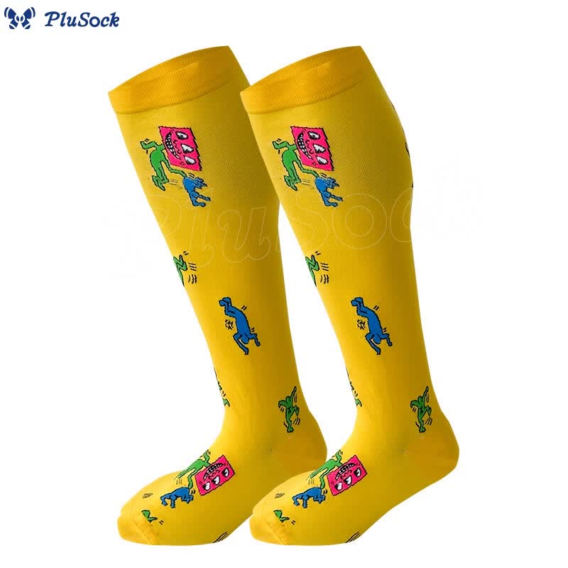 2XL-7XL Plus Size Funny Pattern Compression Socks