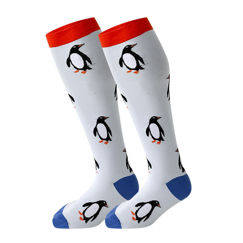 2XL-7XL Plus Size Penguin Fox Compression Socks(3 Pairs)