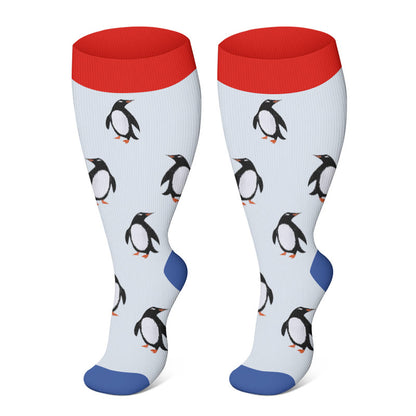 2XL-7XL Plus Size Penguin Fox Compression Socks(3 Pairs)