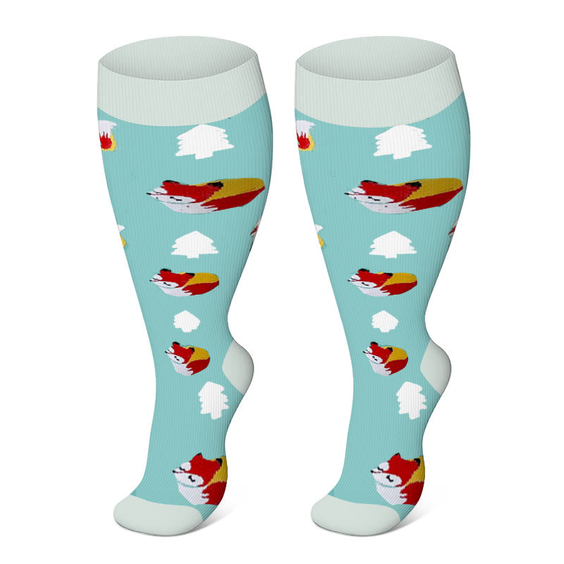 2XL-7XL Plus Size Penguin Fox Compression Socks(3 Pairs)