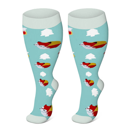 2XL-7XL Plus Size Penguin Fox Compression Socks(3 Pairs)