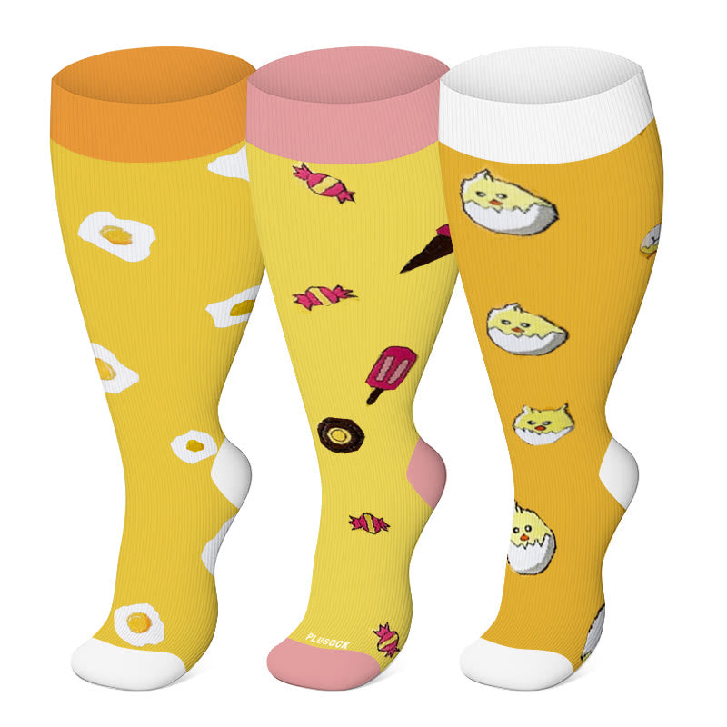 2XL-7XL Plus Size Yellow Series Compression Socks(3 Pairs)