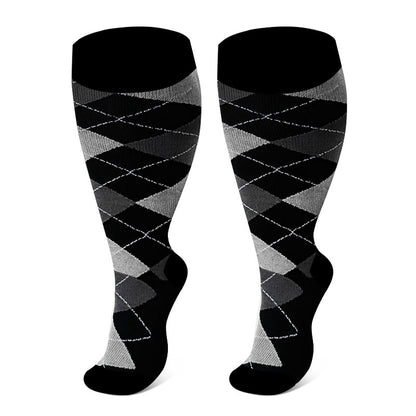 2XL-7XL Plus Size Rhombus Compression Socks(3 Pairs)