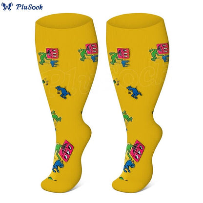 2XL-7XL Plus Size Funny Pattern Compression Socks