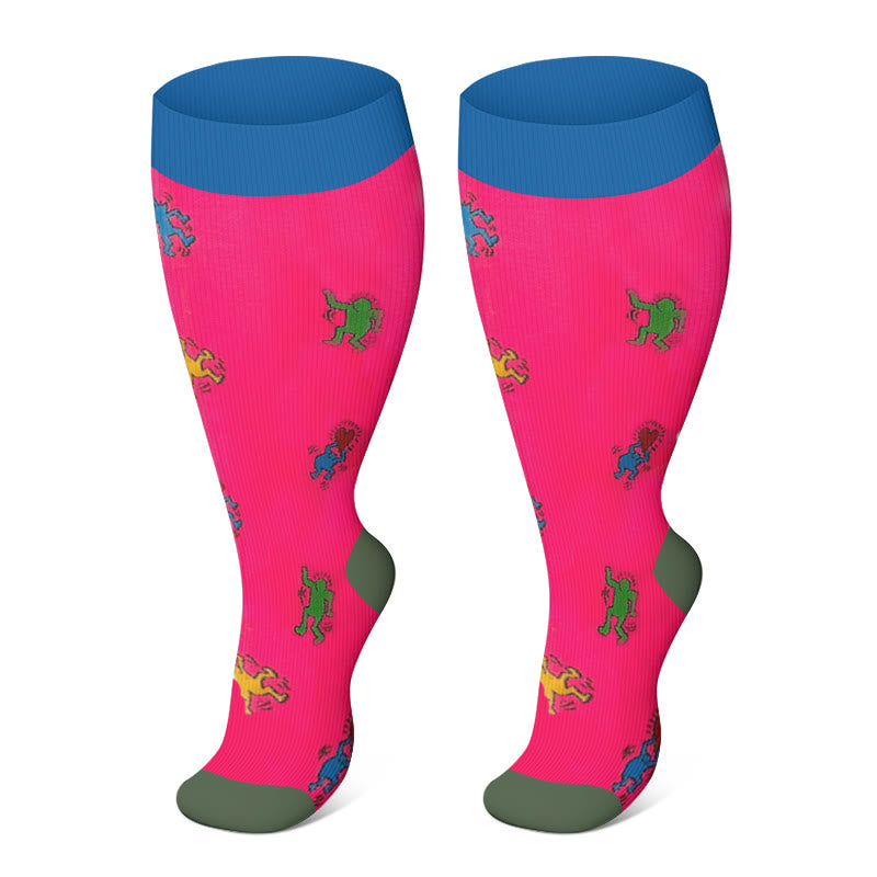 2XL-7XL Plus Size Funny Pattern Compression Socks