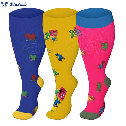 2XL-7XL Plus Size Funny Pattern Compression Socks