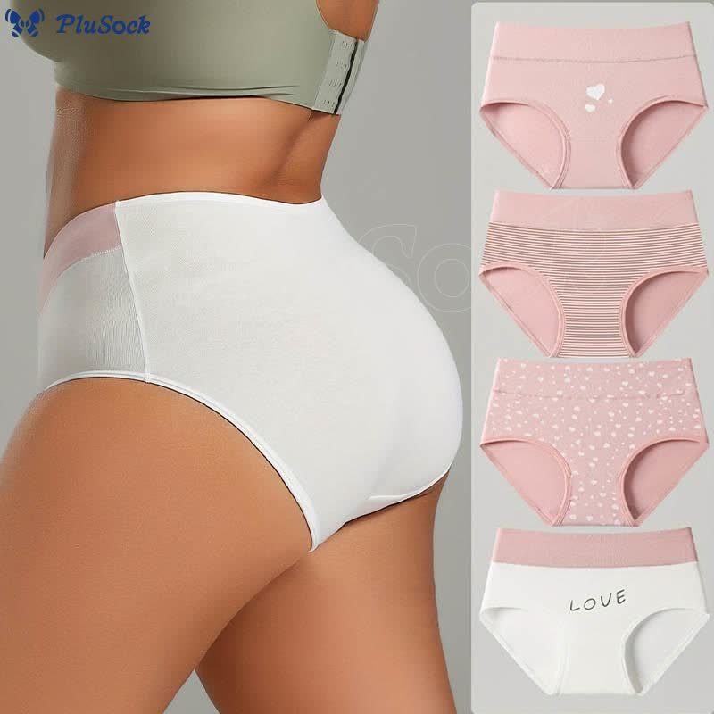 Plus Size Pink Love Heart Panty(5 Packs)