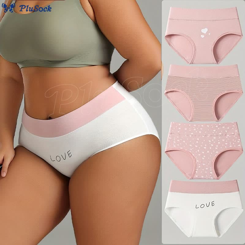 Plus Size Pink Love Heart Panty(5 Packs)