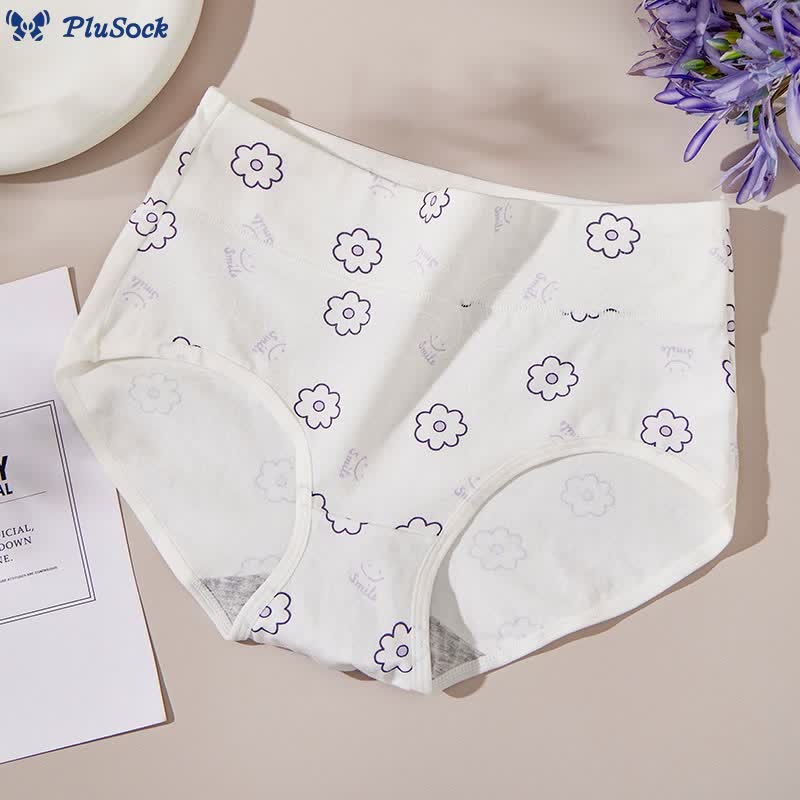 Plus Size Smiley Flower Panty(4 Packs)