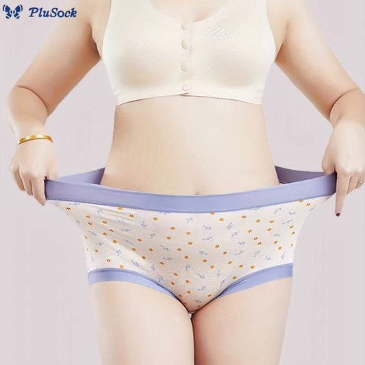 Plus Size Elegant Flowers Panty(4 Packs)