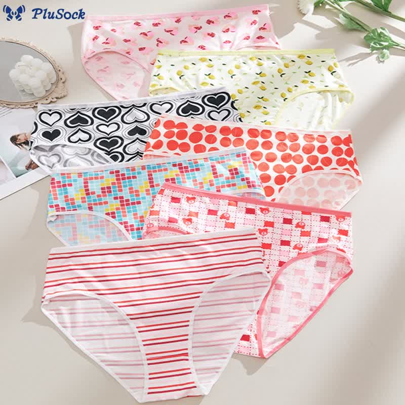 Plus Size Cute Pattern Panty(7 Packs)