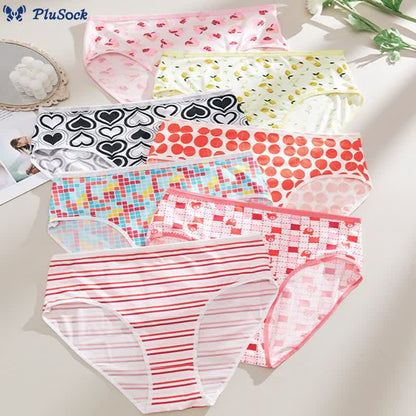 Plus Size Cute Pattern Panty(7 Packs)