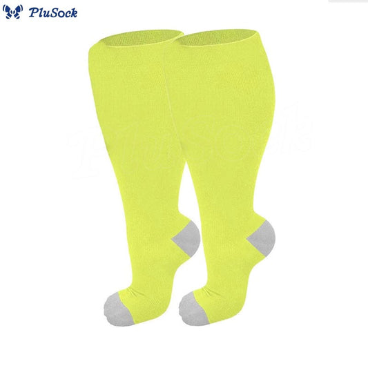 Plus Size Fluorescent Green Compression Socks