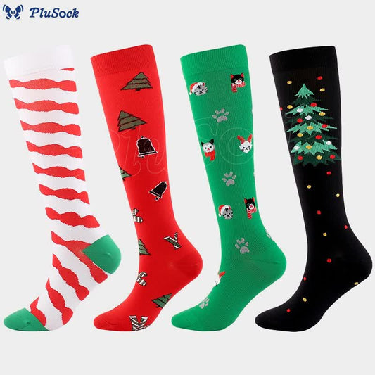 Christmas Cats Dogs Compression Socks(4 Pairs)