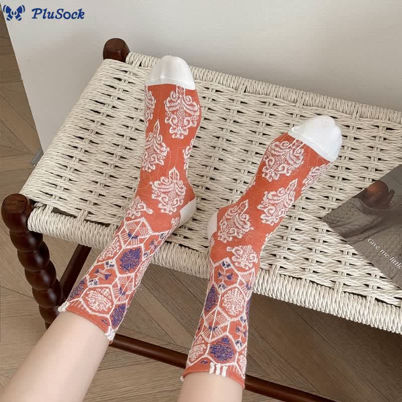 Retro Diamond Quarter Socks(5 Pairs)