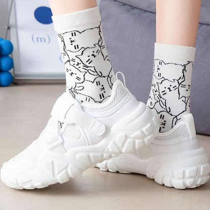 Line Cat Quarter Socks(5 Pairs)