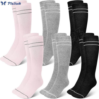 Double Bars Solid Color Compression Socks(6 Pairs)