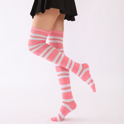 Wide Stripes Thigh High Socks(6 Pairs)