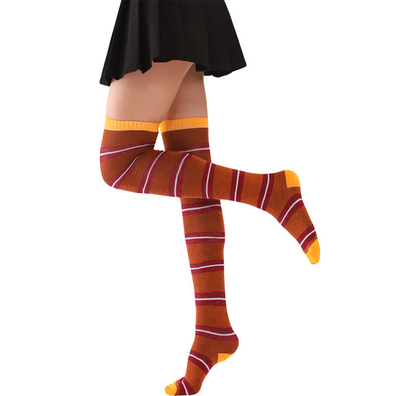 Wide Stripes Thigh High Socks(6 Pairs)