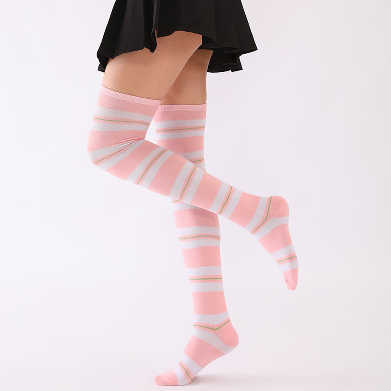 Wide Stripes Thigh High Socks(6 Pairs)