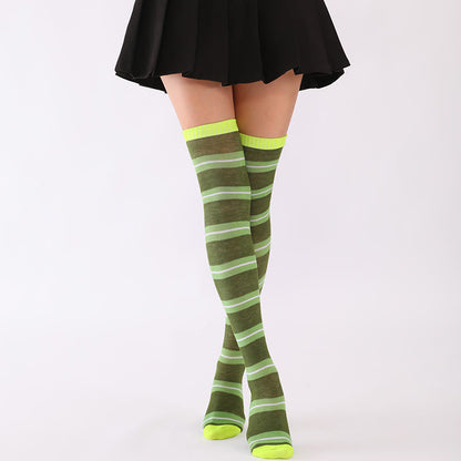 Wide Stripes Thigh High Socks(6 Pairs)