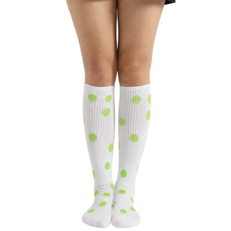 White Green Dots Knee High Socks(3 Pairs)