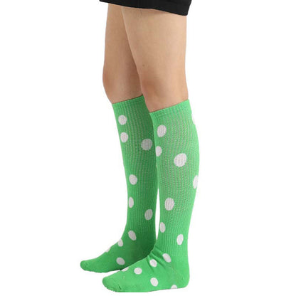 White Green Dots Knee High Socks(3 Pairs)