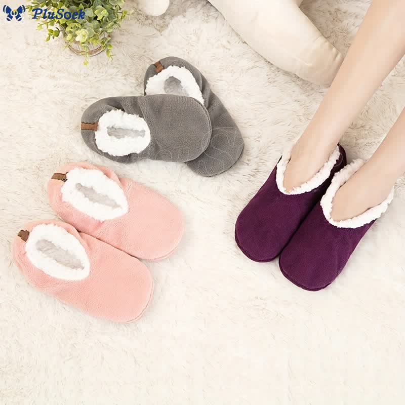 Plus Size Solid Color Non Slip Slipper Socks(3 Pairs)