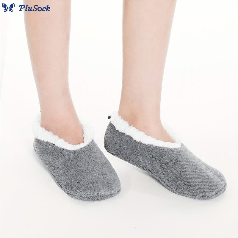 Plus Size Solid Color Non Slip Slipper Socks(3 Pairs)