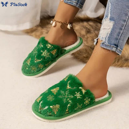 Plus Size Christmas Tree Slippers