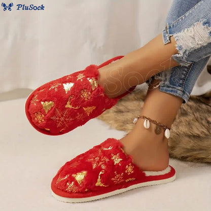 Plus Size Christmas Tree Slippers