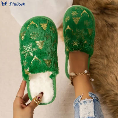 Plus Size Christmas Tree Slippers