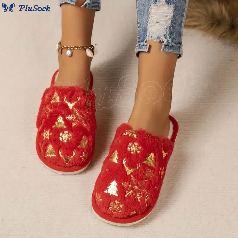 Plus Size Christmas Tree Slippers