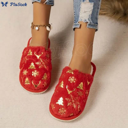 Plus Size Christmas Tree Slippers