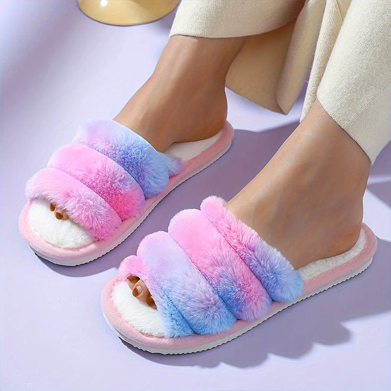 Plus Size Open Toe Tie Dye Slippers(2 Pairs)