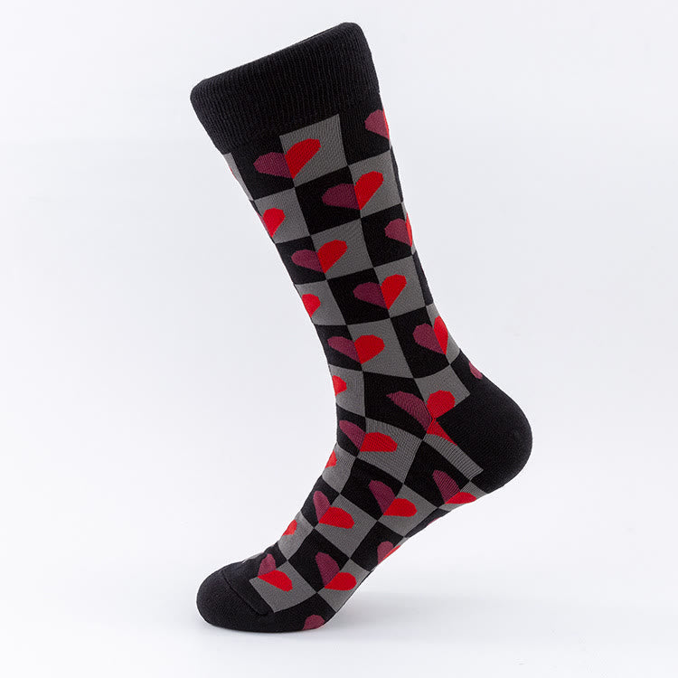 Plus Size Plaid Heart Crew Socks(5 Pairs)