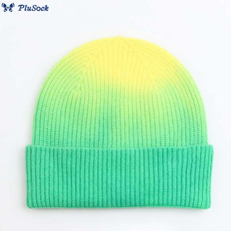 Gradient Color Gloves Beanie 2 In 1 Set