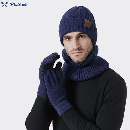 Fashionable Warm Gloves Beanie Scarf 3 In 1 Set