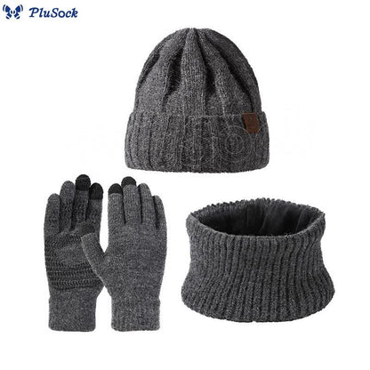 Fashionable Warm Gloves Beanie Scarf 3 In 1 Set