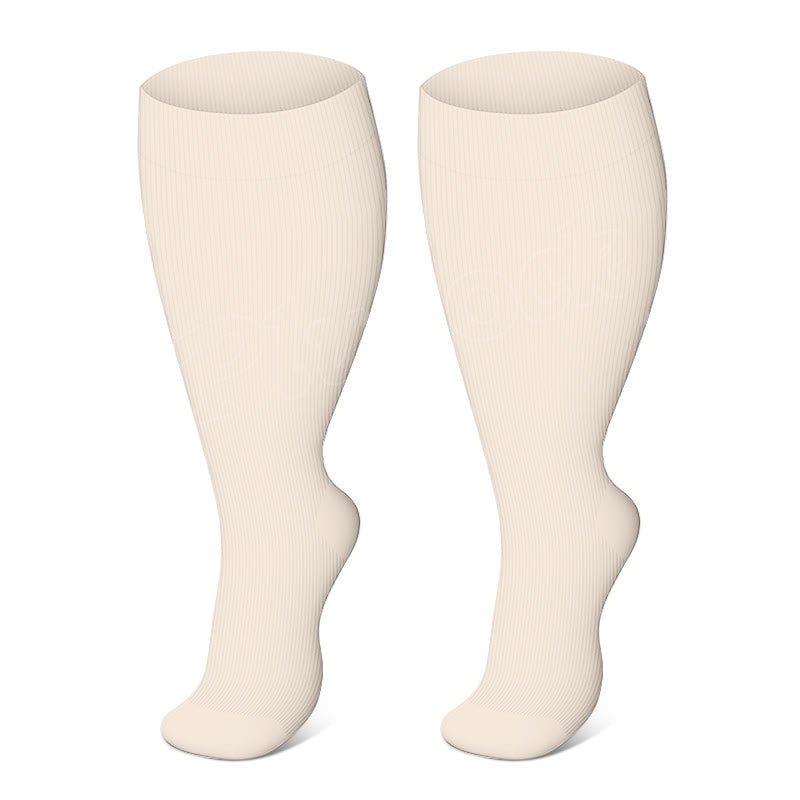 2XL-4XL Plus Size Solid Color Compression Socks