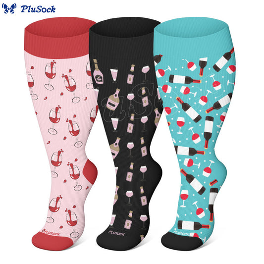 Plus Size Wine Compression Socks(3 Pairs)