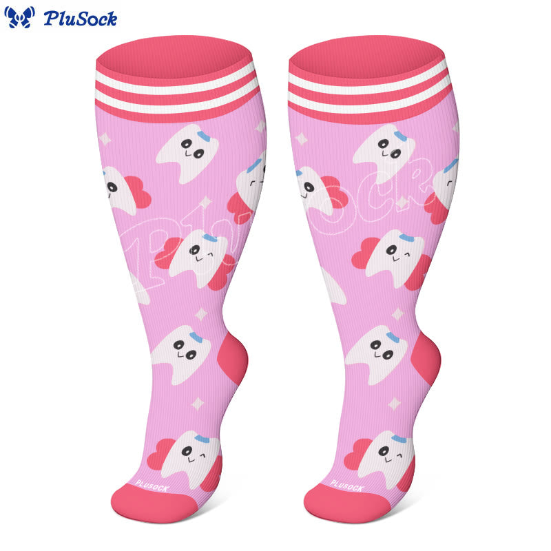 Plus Size Cartoon Teeth Compression Socks(3 Pairs)